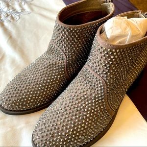 Tan, studded booties.